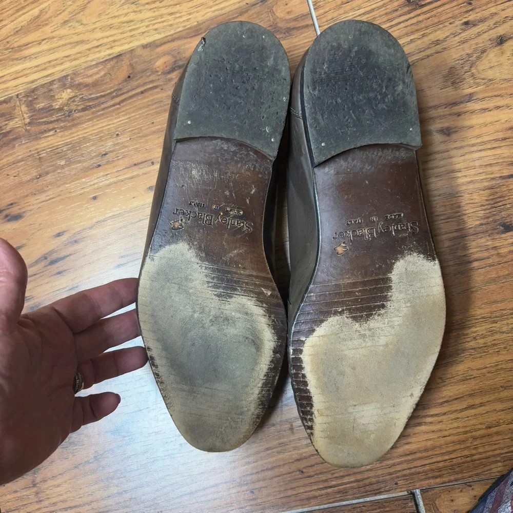 Stanley Blacker Brown Leather‎ Italian Loafers Moccasin-Style Slip-Ons 9.5